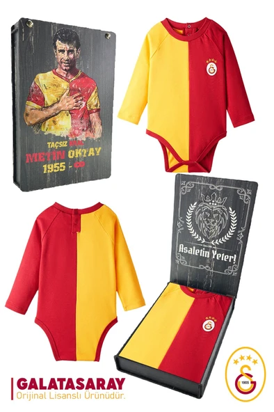 Galatasaray Orijinal Uzun Kol Bebek Body Zıbın Metin Oktay Basklı Ahşap Kutulu ürün görseli 1