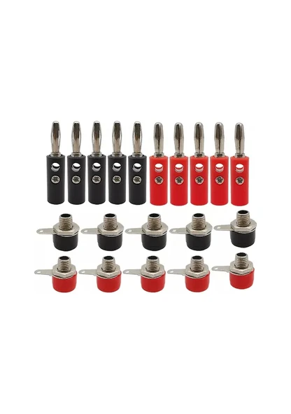 10 Takım Kırmızı Siyah 4mm Banan Jak Born Klemens Vidası Cx-02 ürün görseli 1
