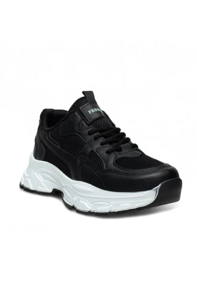 Queen Step 9953-25 Deri Anorak Anatomik Sneaker Siyah Beyaz 36-40 ürün görseli 1