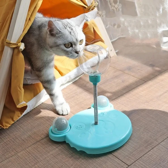 Monozone Eğlenceli Kedi Ödül Maması Dağıtıcı Oyuncak Sevimli Ayı Şeklinde Sızdıran Yemek Çemberi Topları Zihinsel Zenginleştirme İçin Oyuncak Catnipli Kedi Nanesi Topu (Mavi) ürün görseli 1