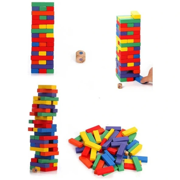 Nessiworld Playwood Renkli Ahşap Denge Oyunu 54 Parça ürün görseli 1