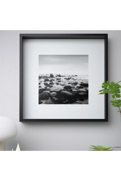 Sannahed 50x50 Cm Siyah Çiçek Eşya Konabilen Derin Kutu Çerçeve Ahşap Fotoğraf Resim Çerçevesi ürün görseli 1