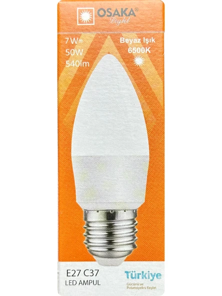 Osaka 7W (50W) 6500K (Beyaz Işık) E27 Duylu (Kalın Duy) Mum Led Ampul ürün görseli 1