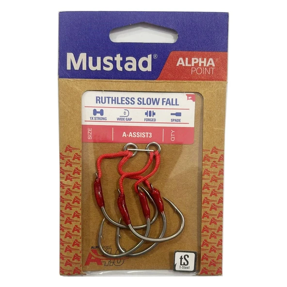Mustad Alpha Point Ruthless Slow Fall A-ASSIST3 Asist Olta İğnesi  1/0 No - 2 Adet ürün görseli 1