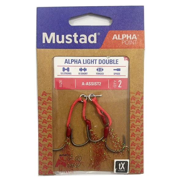 Mustad Alpha Point Alpha Light Double A-ASSIST2 Asist Olta İğnesi  1 No - 2 Adet ürün görseli 1