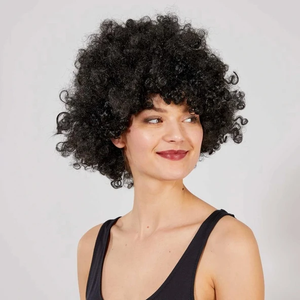 NessiWorld Siyah Renk Kıvırcık Afro Bonus Peruk ürün görseli 1