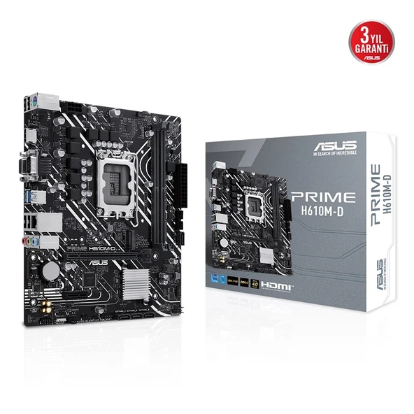ASUS PRIME H610M-D Intel H610 LGA1700 DDR5 5600 HDMI VGA M2 USB3.2 COM mATX 96GB ürün görseli 1