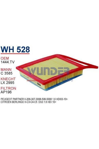 WUNDER WH528 HAVA FİLTRESİ - PARTNER II-206-307-3008-508-5008 1,6 ürün görseli 1