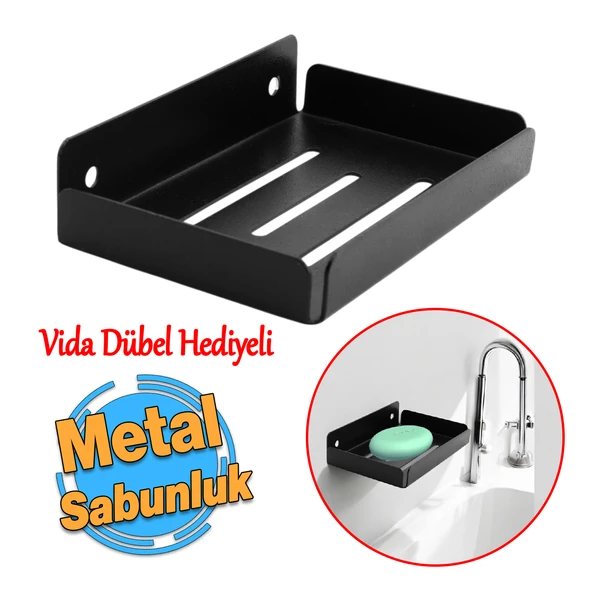 Metal Katı Sabunluk Kalıp Sabun Koyma Aparatı Vidalı El Sabunluğu Duvara Monteli Siyah Renk 1 Adet ürün görseli 1
