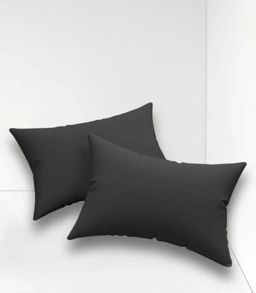 Upstyle 2li Yastık Kılıfı Solid Siyah - Resim 2
