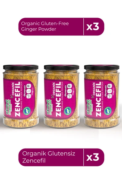 Ekoloji Market Organik Glutensiz Zencefil 70 Gr x3 / Organic Gluten-Free Ginger 70 Gr x3 ürün görseli 1