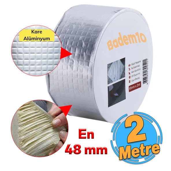 Çamur Bant Çatı İzolasyon Ses Su Yalıtım Tamir Sakız Bandı Gri 48 mm x 2 Metre 1 Adet ürün görseli 1