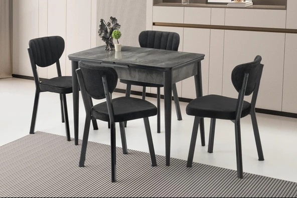 Kelebek 60 x 100 Cm Tekno Kenar Mdf H.G Açılır Masa 4 Adet Esinti Sandalye Takım ürün görseli 1