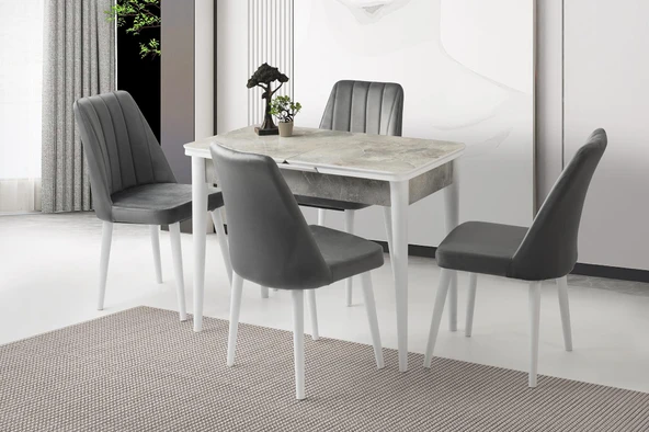 Kelebek 60 x 100 Cm Tekno Kenar Mdf H.G Açılır Masa 4 Adet Sude Sandalye Takım ürün görseli 1
