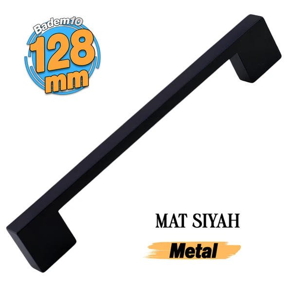 Dar Köprü Kulp 128 mm Mat Siyah Metal Mobilya Mutfak Çekmece Dolap Dolabı Kapak Kulbu Kulpu 12.8 cm ürün görseli 1
