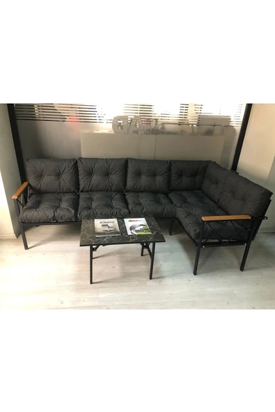 adımshops miami Köşe Koltuk Takımı , 3+2 Balkon-bahçe-çay Seti-mutfak Köşesi mermer desen 70x50cm sehpa ürün görseli 1