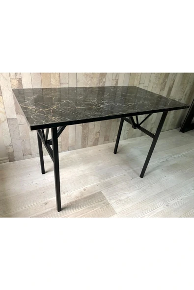 adımshops bahçe balkon çayseti masası siyah mermer desenli 90x50cm orta sehpa, yan sehpa, sehpa, masa ürün görseli 1