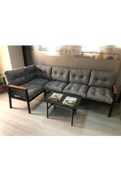 adımshops Miami melisa 3+2 Köşe Yön değiştirilebilir Koltuk Takımı Balkon-bahçe-kafe mermerdesen 70x50cm sehpa ürün görseli 1