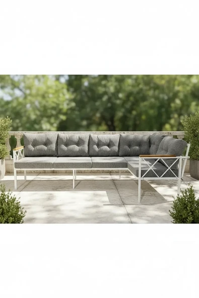 adımshops Köşe Koltuk Takımı , 3+2 Balkon-bahçe-kafe-çay Seti-koltuk Takımı-oturma Grubu beyaz profil ürün görseli 1