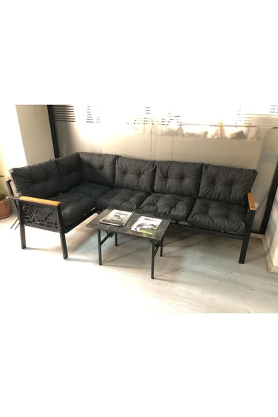 adımshops Miami melisa 3+2 Köşe Yön değiştirilebilir Koltuk Takımı Balkon-bahçe-kafe mermerdesen 70x50cm sehpa ürün görseli 1