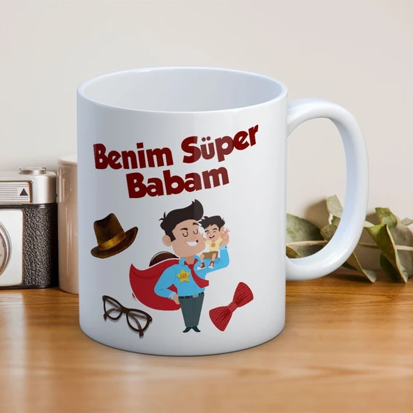 Benim Süper Babam Baskılı Babalar Günü Kupa Bardak Baskılı Kahve Kupa Bardak-2 ürün görseli 1