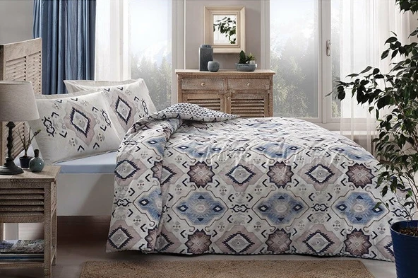Özdilek Azure Çift Kişilik Fitted Çarşaf Nevresim Takımı Mavi ürün görseli 1