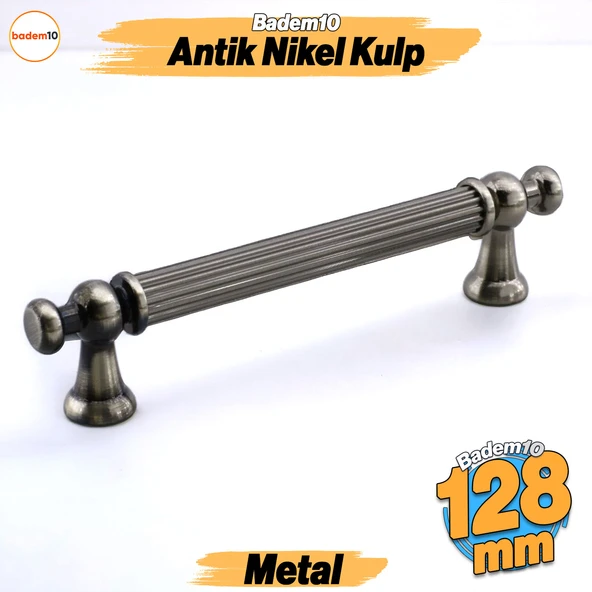 Selçuklu Antik Nikel Metal Kulp 128 mm Mobilya Çekmece Mutfak Dolabı Dolap Kapak Kulpları Kulb Kulpu ürün görseli 1