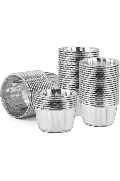 YASİMA YASİMAGümüş Gri Parlak Metalize 12'li Fırına Girebilen Muffin Cupcake KekKalıbı KabıKapsülü 6,5x4 c ürün görseli 1