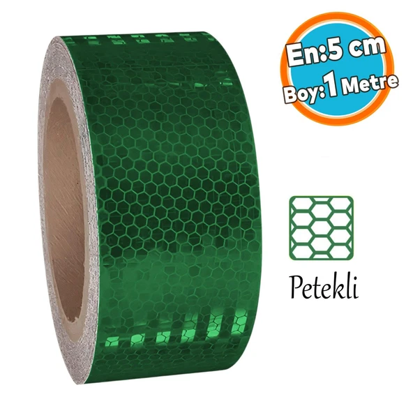 Gece Parlayan Reflektörlü Yapışkanlı 5 cm Reflektif İkaz Bandı 1 Metre Koyu Yeşil Renk Şerit Bant ürün görseli 1
