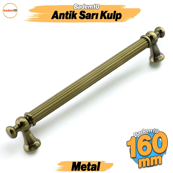 Selçuklu Antik Sarı Metal Kulp 160 mm Mobilya Çekmece Mutfak Dolabı Dolap Kapak Kulpları Kulb Kulpu ürün görseli 1