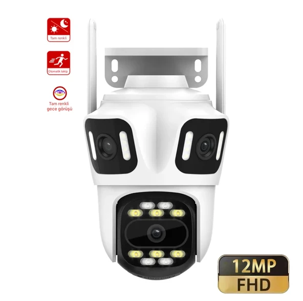 QASUL Wifi Kamera Wi-fi Üç Lens Üç Ekran Güvenlik PTZ Kamera Otomatik Takip Video Üç Lens Kablosuz Kamera ürün görseli 1