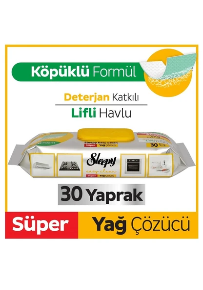 Sleepy Easy Clean yağ çözücü havlu 30lu ürün görseli 1