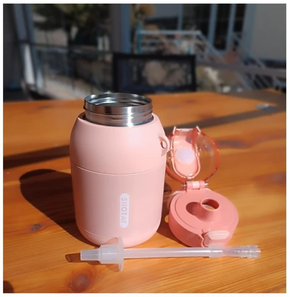 Shotay Dome Çelik Termos Matara 800Ml Pembe - Resim 5