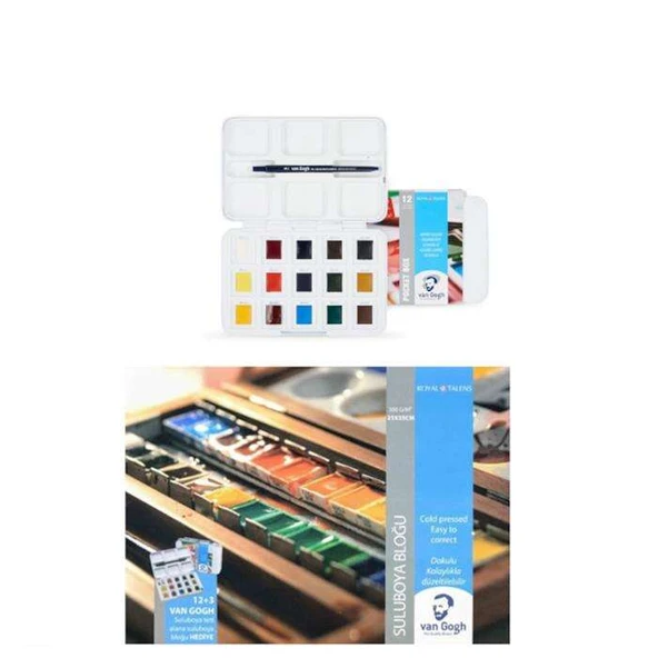 Talens Van Gogh Suluboya 12+3 Plastik Kutu ( 300 gr Defter Hediyeli ) ürün görseli 1