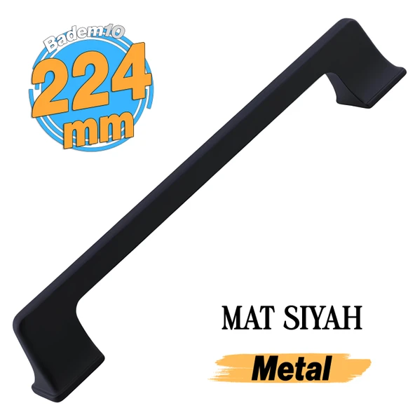 Gediz Metal Mat Siyah Kulp 224 mm 22.4 cm Mobilya Çekmece Mutfak Dolabı Dolap Kapak Kulp Kulb Kulpu ürün görseli 1