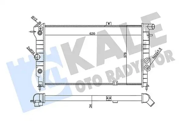 SU RADYATOR 34MM OPEL VECTRA A 1.6I 1.8I ürün görseli 1