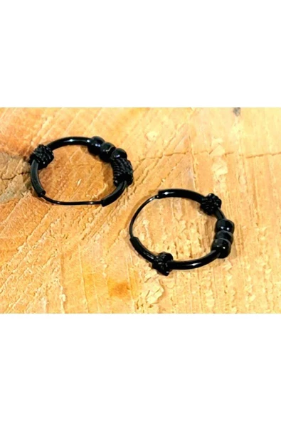 Çelik Halka Siyah Renk Bir Çift Unisex Küpe ürün görseli 1