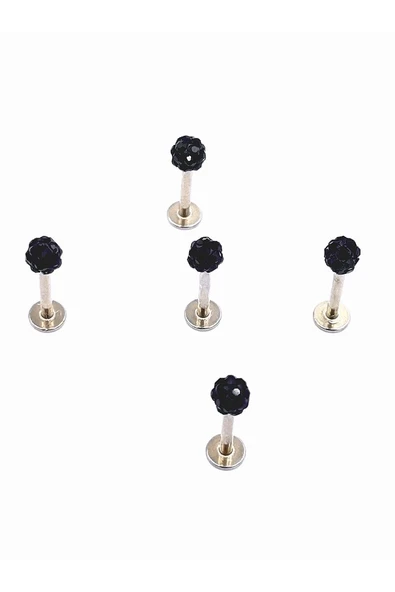 Renkli Taşlı Çelik 5 Adet Kaş Tragus Piercing ürün görseli 1