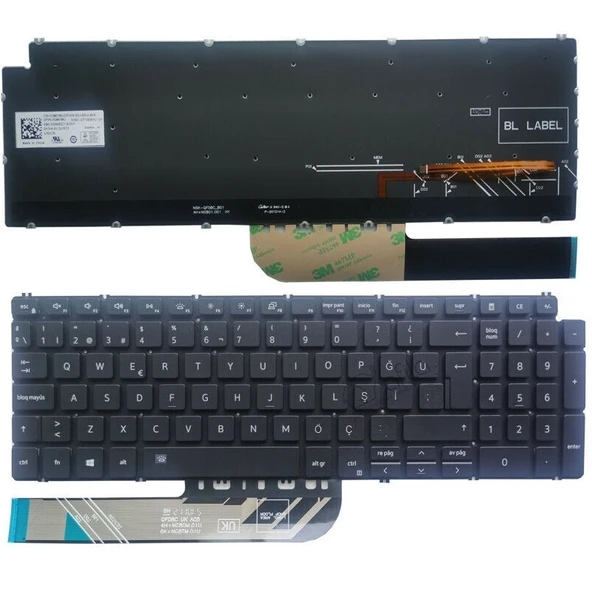 Dell G15 5515 Notebook Klavyesi Laptop Tuş Takımı (Siyah TR) - ışıklı ürün görseli 1