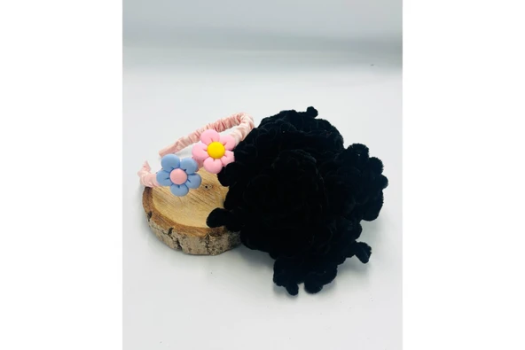 Renkli Desenli Taç Toka Bandana Set ürün görseli 1