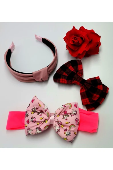 Renkli Desenli Taç Toka Bandana Set ürün görseli 1