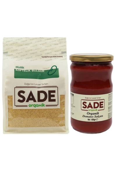 Sade Organik Köftelik Bulgur 1000 Gr & Domates Salçası 650 Gr ürün görseli 1