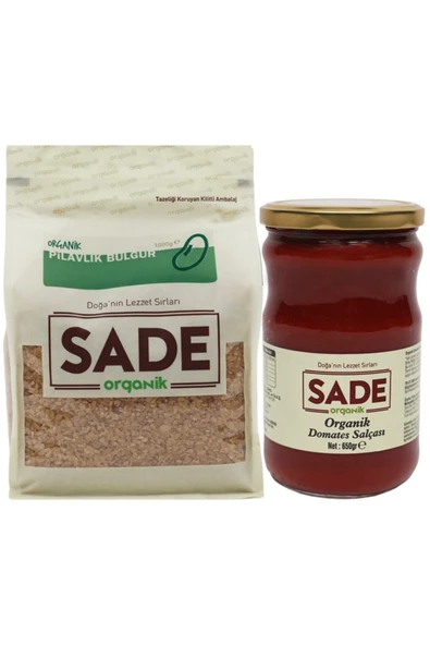 Sade Organik Pilavlık Bulgur 1000 Gr & Domates Salçası 650 Gr ürün görseli 1
