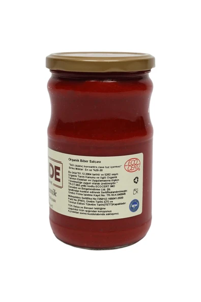 Sade Organik Biber Salçası 610 Gr - Resim 3