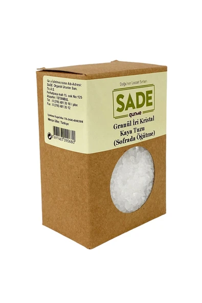 Sade Gurme Gurme Granül Iri Kristal Kaya Tuzu 500gr ( Sofrada Öğütme ) ürün görseli 1