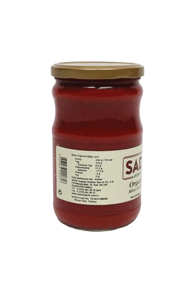 Sade Organik Biber Salçası 610 Gr - Resim 2