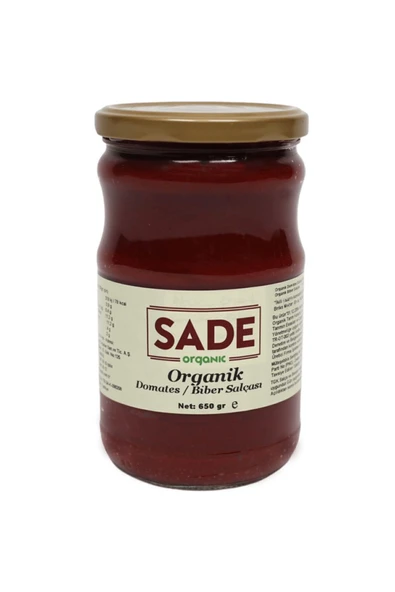 Sade Organik Domates ve Biber Karışık Salça 650 gr ürün görseli 1