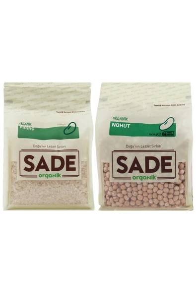 Sade Organik Pirinç 1000 Gr & Nohut 1000 Gr ürün görseli 1