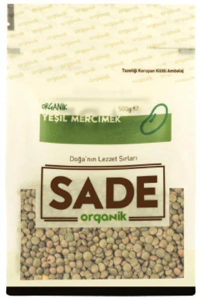 Sade Organik Yeşil Mercimek 500 Gr ürün görseli 1