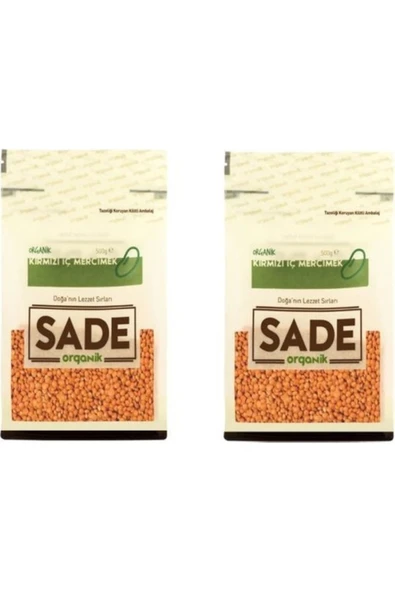 Sade Organik SADE ORGANİK KIRMIZI İÇ MERCİMEK 500 GR 2 Lİ PAKET ürün görseli 1